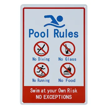 

DL-8*12 inch Swimming Pool Rules Signs Swim at Your Own Risk Sign Predrilled Easy to Mount