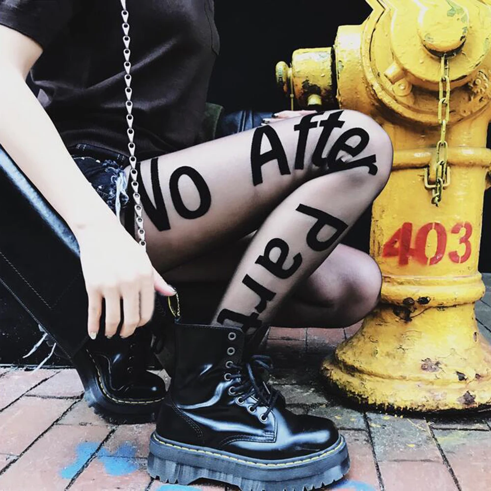 Чулки с английским алфавитом, вечерние, модные, сексуальные, дышащие, тянущиеся, для женщин