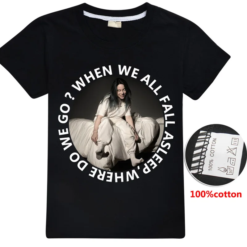 Billie Eilish/футболка уличная одежда в стиле хип-хоп для больших девочек, Повседневная крутая футболка с короткими рукавами детские футболки с графикой для мальчиков, Популярные топы с певицей