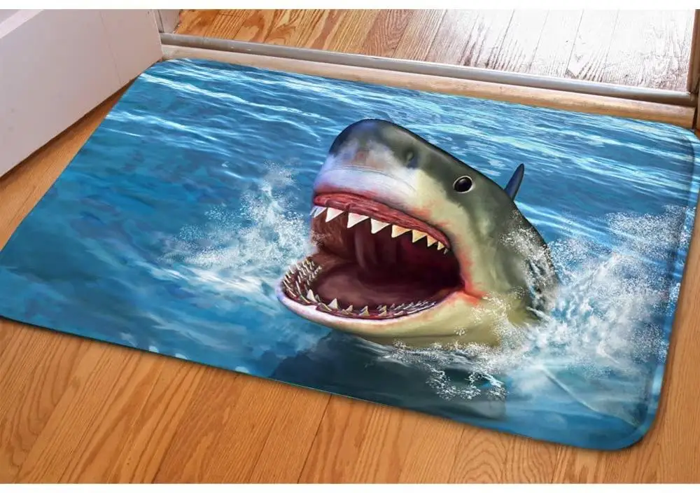 Коврик для входной двери HUGS IDEA Shark прямоугольный 3d-принт ванной спальни кухни