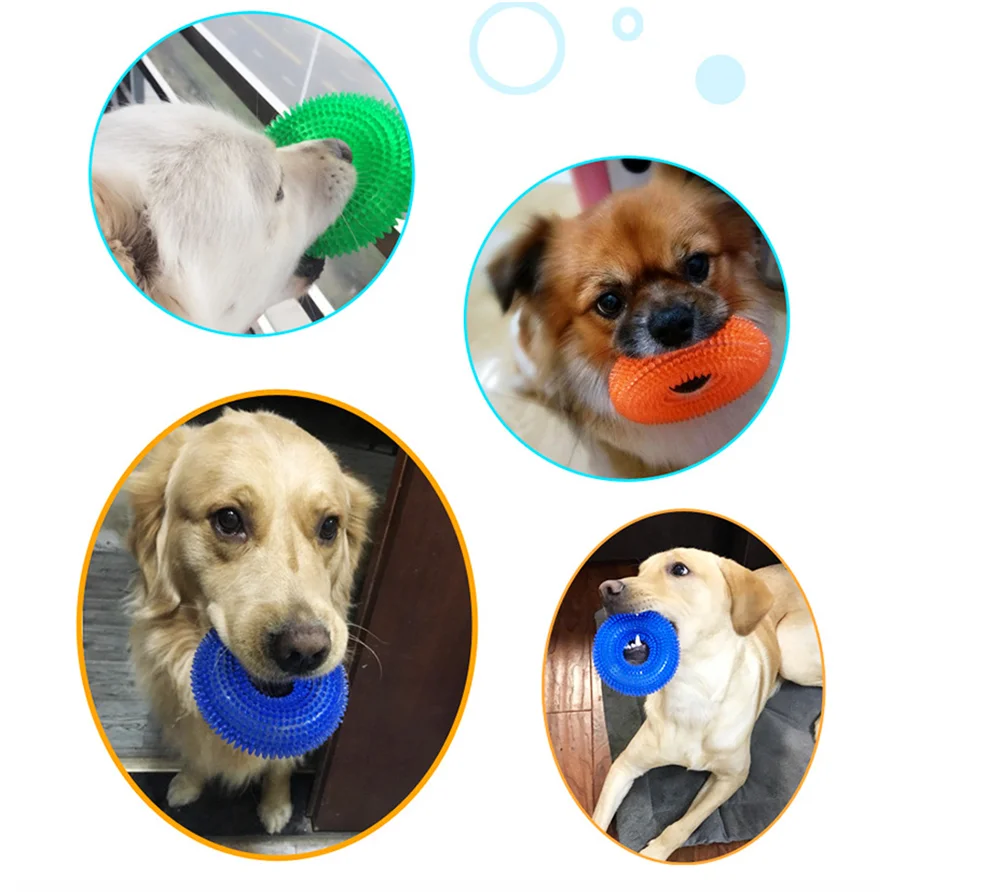 Bonzerpet собака TPR Жевательная устойчивая к укусам пищалка игрушка для чистки прорезывания зубов колючка кольцо игрушки прочный питомец игровой мяч для тренировок на открытом воздухе