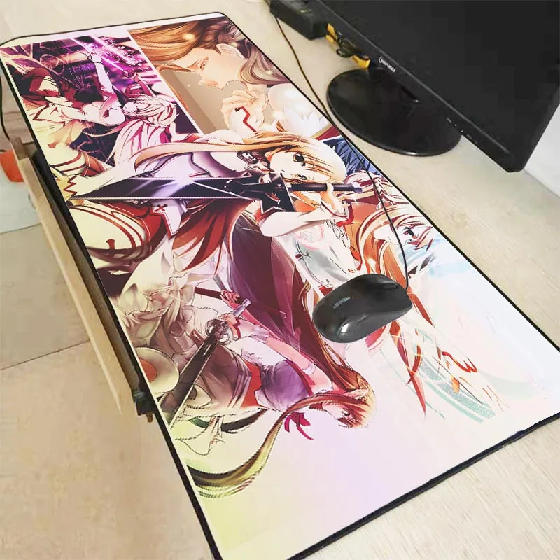 XGZ Anime Sword Art Online Design Pattern Game Lock Edge Mouse Pad Computer Keyboard Mats Speed Version Gaming Mousepads XXL | Компьютеры