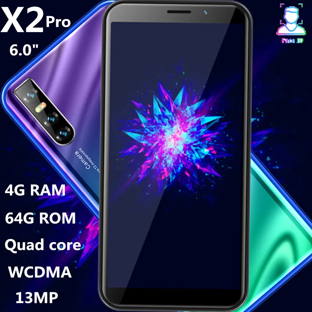 X2 Pro, четырехъядерный процессор, глобальная версия, смартфоны, 4 Гб ОЗУ, 64 Гб ПЗУ, 13 МП, 6,0 дюймов, распознавание лица, разблокированные, Android, мобильные телефоны, wifi, gps, celulars