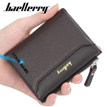 

Baellerry Fashion Men's Wallet Designer Leather Men's Purses & Wallets Card Holder Small Zipper Purse Free Engraving
