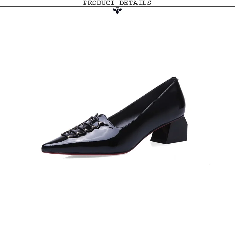 ZVQ spring new fashion women pumps outside mid heels pointed toe handmade genuine leather women shoes drop shipping size 34-39