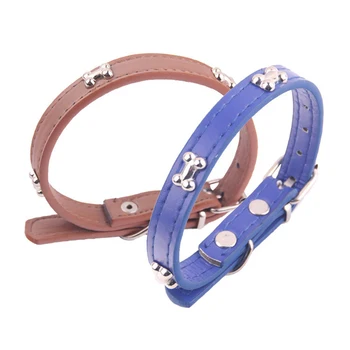 

Eco-Friendly Soft Bone Printed Decoration Home Lovely Pet Collar Dog Gecko Bag Cat Leather Traction Fashion Metal Buckle Collar