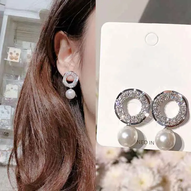 04 Silver Элегантные серьги-капли с большим искусственным жемчугом, винтажные модные серьги-подвески с золотым крючком, вечерние ювелирные изделия для женщин, подарок - Окраска металла: 04 Silver