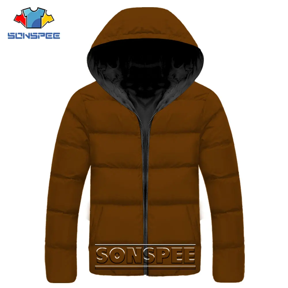 SONSPEE Winter New Men Solid Color Printed Parkas Quality Brand Men's Hooded Warm Thick Puffer Jacket Male Fashion Casual Coat