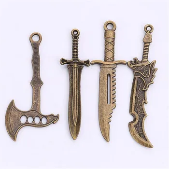 

10PCS/Bag Vintage Metal Alloy Retro Bronze Sword Charms DIY Fashion Accessories Pendant Charms for Jewelry Making
