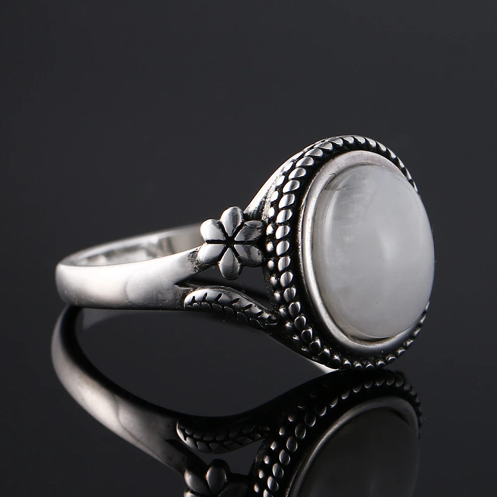 S925 тибетское серебро модные ювелирные изделия Femme натуральный лунный камень персонализированные кольца для женщин Bijoux Свадебные украшения подарок