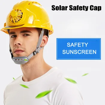 

Solar Fan Working Helmet Adjustable Ventilation Sunscreen Waterproof Architecture Worker Cap TB Sale