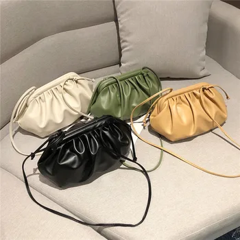 

Fashion Women Bag Soft PU Leather Cloud Bag Pleated Dumplings Bag Messenger Bag Leisure Design Ladies Handbags