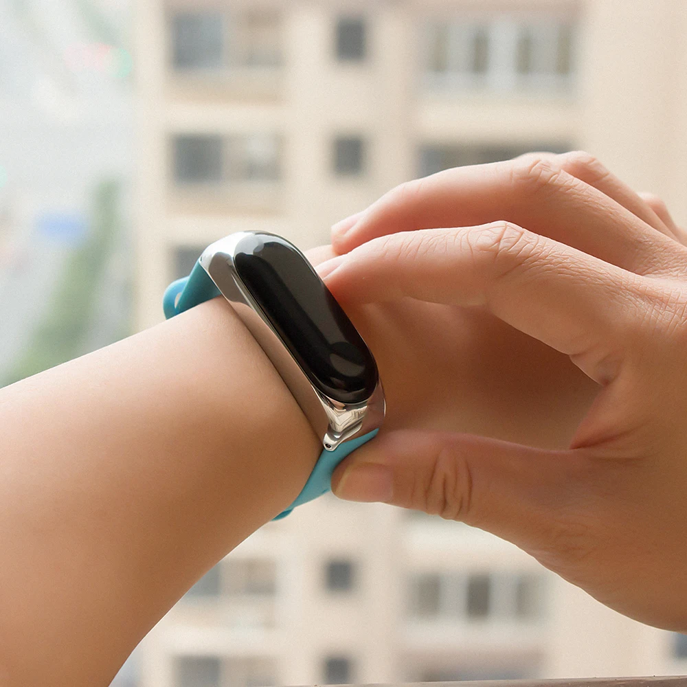 Для Xiaomi Mi Band 3 Силиконовый Браслет ремешок для часов металлический двойной цвет сменный ремешок для Xiaomi Mi Band 4