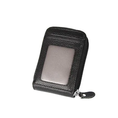 new black Натуральная кожа унисекс бизнес-держатель для карт кошелек банк Кредитная карта чехол ID Держатели Rfid кошелек красный фиолетовый розовый синий черный серый - Цвет: new black