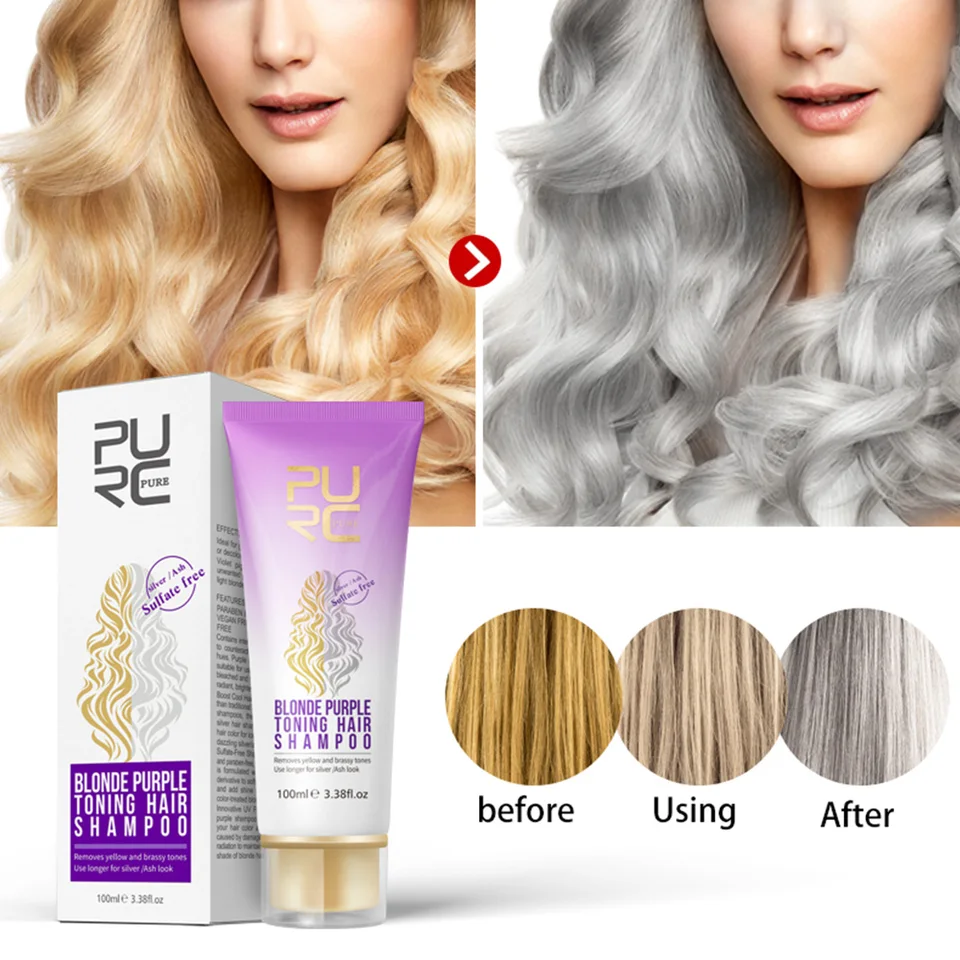 Hair Shampoo Removes Yellow And Brassy Tones For Silver Ash Look