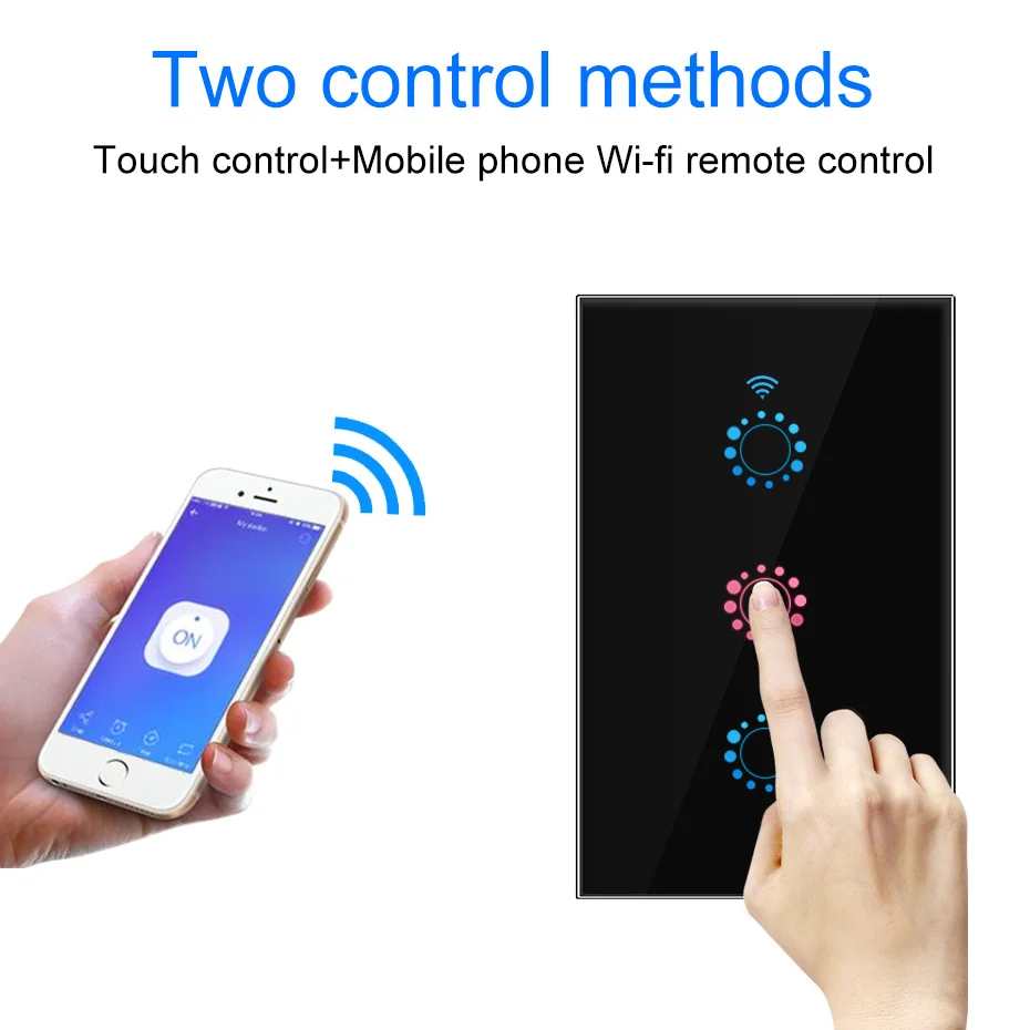 

Touch control and mobile phone wifi control home intelligent switch Power Supply 90V-250V AC 1 2 3 gang Household appliances D4