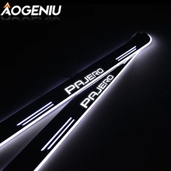 

LED Door Sill Acrylic Scuff Plate Protector Compatible For MITSUBISHI PAJERO 2000-2019 Moving Lights Car Interior Accessories
