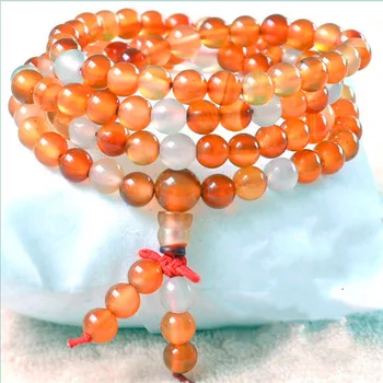 

Natural raw agate doahoop bracelet fashion hundred-tie lady hand string jade agate 6MM108 Buddha bead hand string
