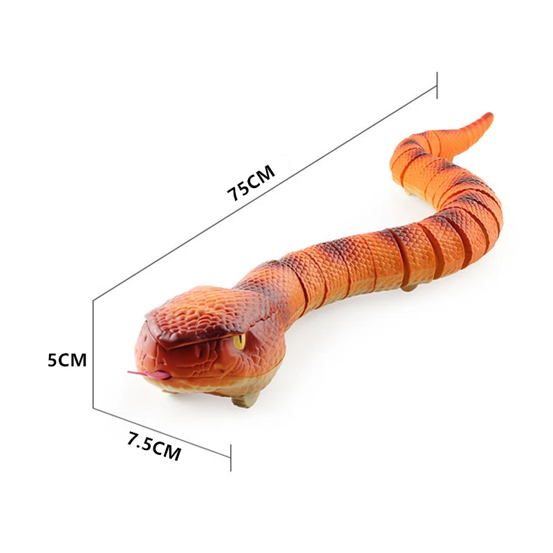 75CM Long Size Simulation Infrared Control Snake Stretch Tongue Fast Moving 15M Control Distance Tricky Electric RC Animal Toys