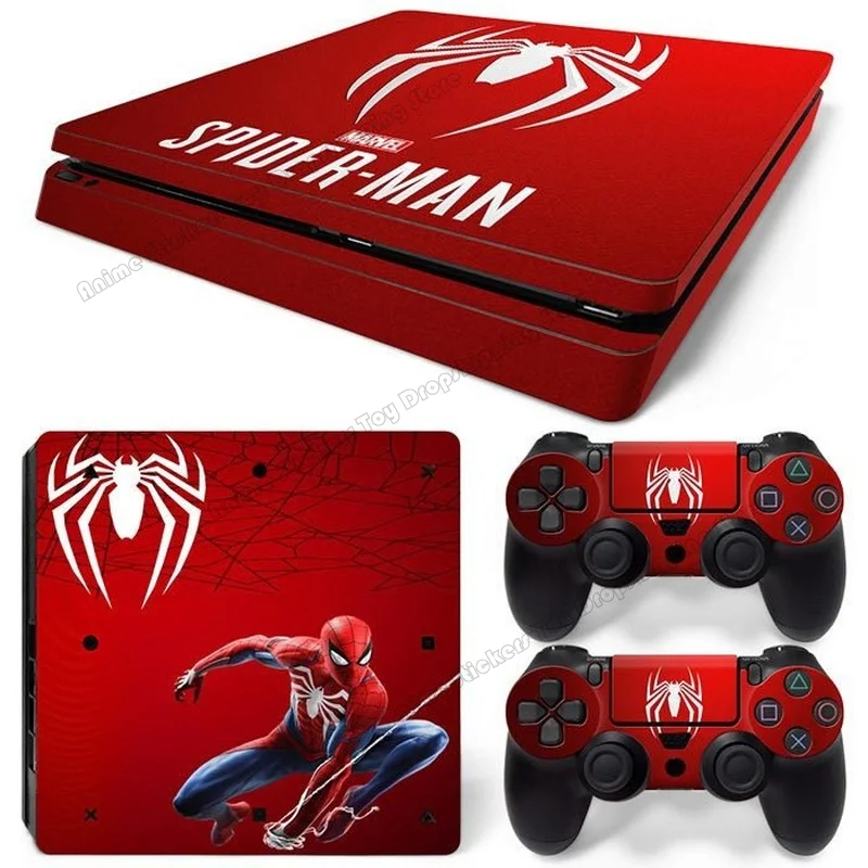 Disney PVC Skin Sticker PS4 Slim Game Console Full Body Marvel Spiderman Cartoon Gamepad Cover for Controller Decal Accessories
