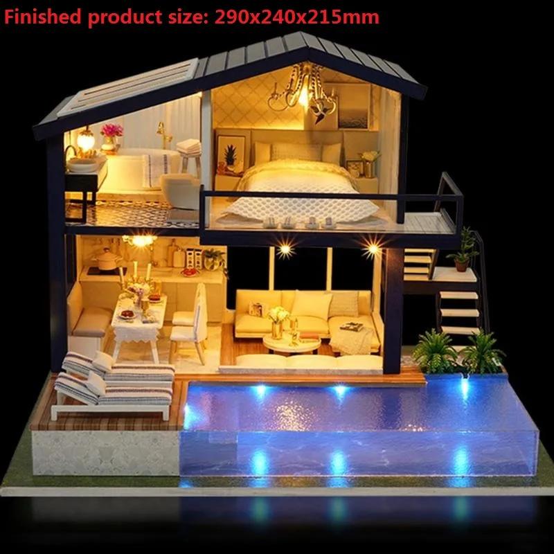 DIY Кукольный дом мебель Diy Миниатюрный 3D Деревянный Miniaturas кукольный домик мебель набор игрушек для детей на день рождения рождественские подарки - Цвет: A