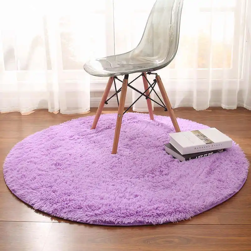 Purple Пушистый круглый коврик ковры для гостиной Декор Искусственный мех ковер для детской комнаты длинные плюшевые ковры для спальни мохнатый ковер современный коврик - Цвет: Purple