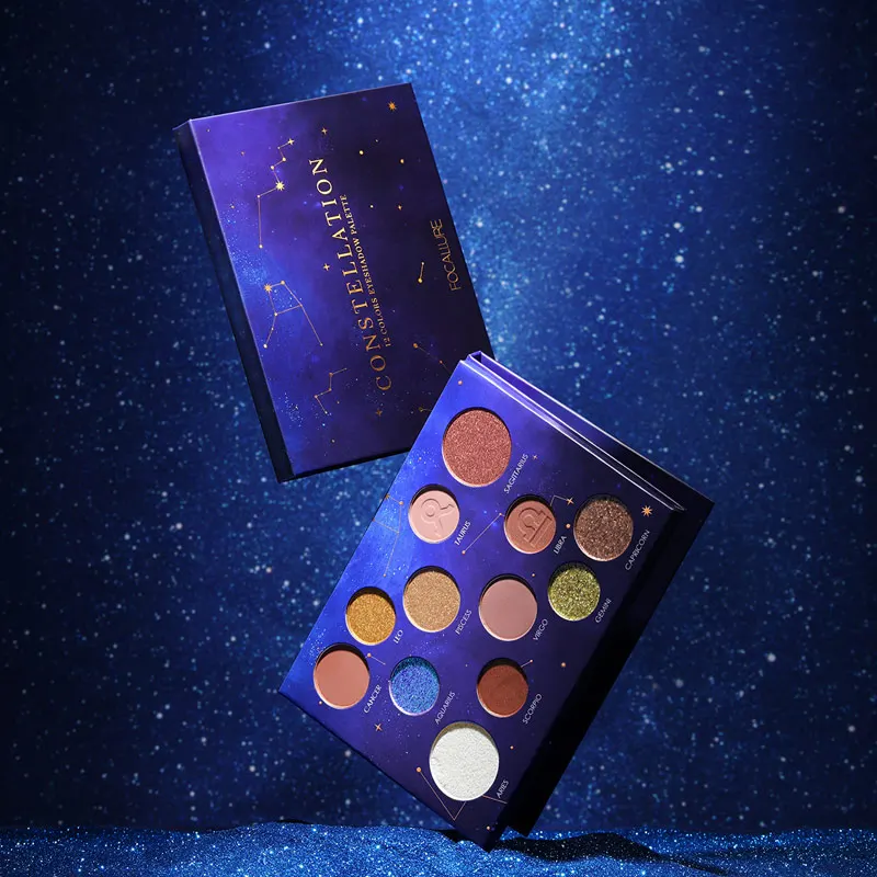 FOCALLURE Constellation Palette 12 Colors Eye Shadow Makeup Nude Colors Shade Of Palette Glitter Eyeshadow