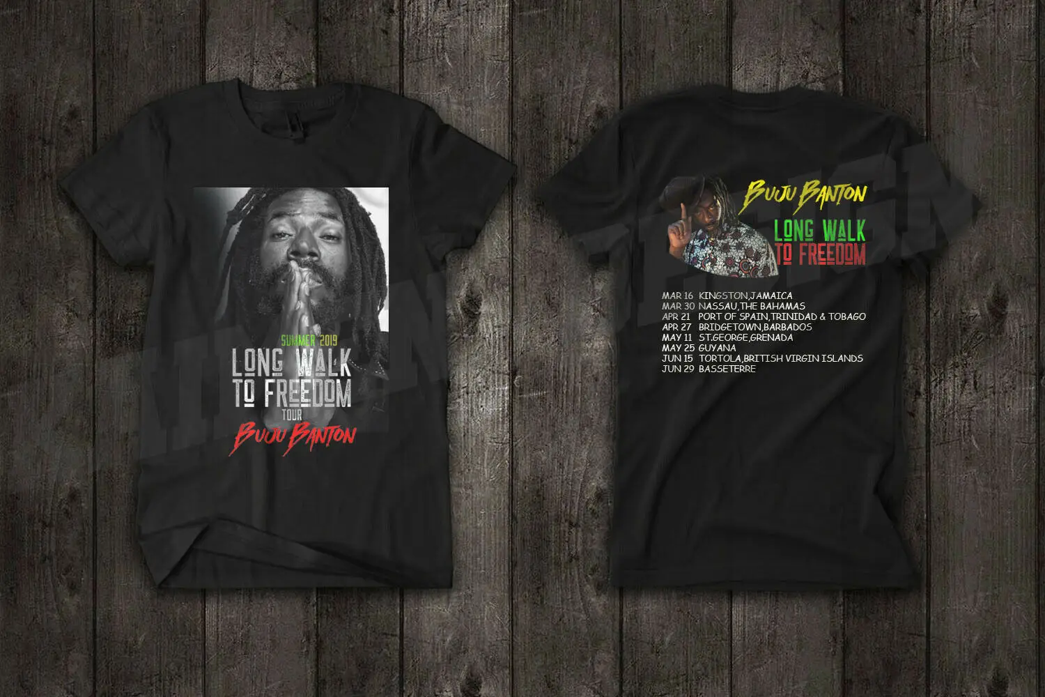 Buju Banton DJ Reggae Long Walk To Freedom Tour Summer 2019 Tshirt |