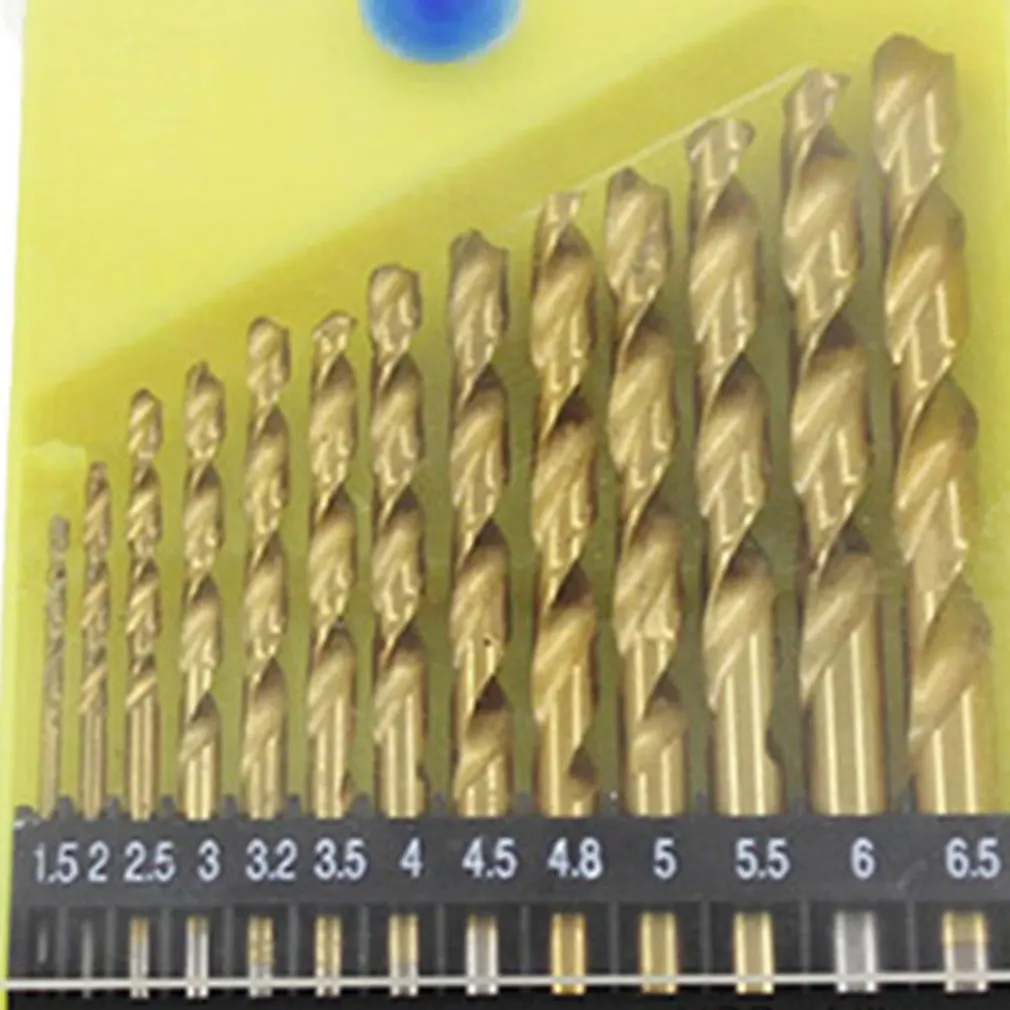 Titanium Plated 13Pc/19Pc Twist Drill Set Straight Handle Iron Pistol Drill Bit Aluminum Alloy Plastic Woodworking Reamer Sale