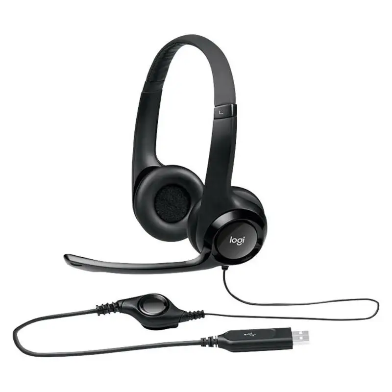Проводные USB наушники для игр, наушники с микрофоном, наушники с функцией шумоподавления, наушники наушники logitech usb