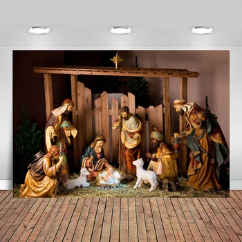 

Christian Birth of Jesus Christmas Nativity Scene Backdrop Vinyl Photography Background for Photo Studio Photophone