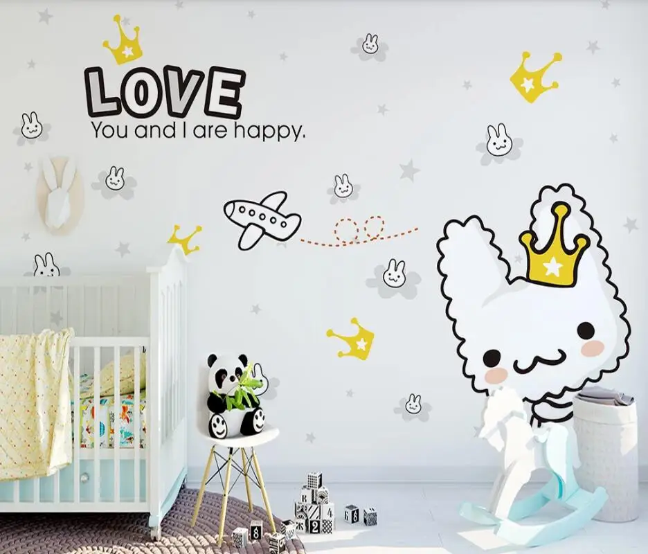 AINYOOUSEM мультфильм корона Кролик Дети фон стены papier peint papel де parede обои 3d