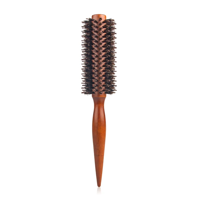 6 Style Natural Boar Bristle Hair Round Brush Wood Handle Round Barrel Hair Comb Hair Roller Brush Hairdressing Styling Tools ZB-ZWMGS-14mm