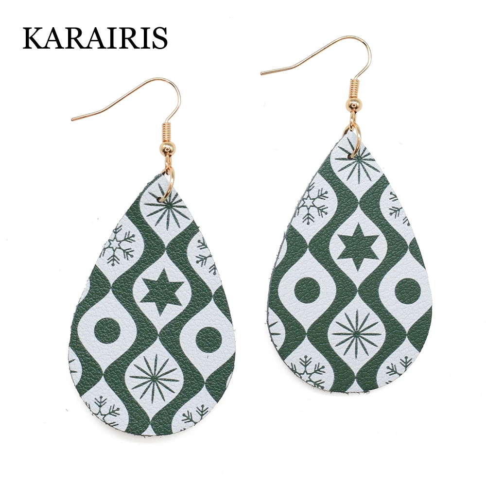 KARAIRIS новая мода настоящая кожа рождественские серьги в виде капель модный дизайн