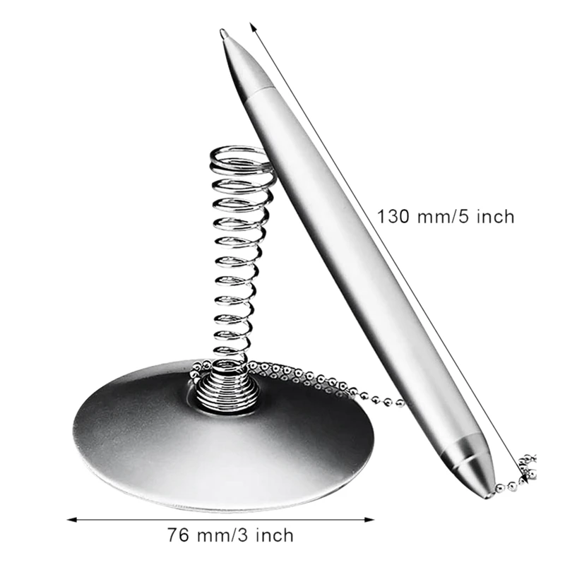  Counter Pen with Chain Spring Security Desk Pen for Office Bank (2 Pack)