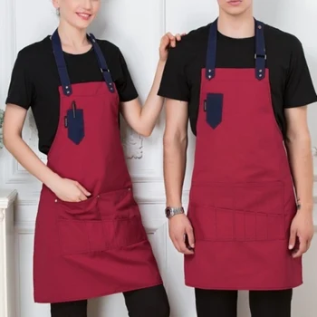 

Professional Cooking Apron Chef Waiter Cafe Shop Barbecue Barber Apron Apron Kitchen Accessories-multi-pocket