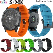 BEHAU 22mm silikon spor saat kayışı Garmin Fenix 6/5/Fenix6X/6X pro/5 X 26MM SmartWatch hızlı yayın kolay fit bilek kayışı