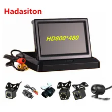 Foldable 5″ TFT LCD HD800*480 Screen Car Monitor Reverse Parking monitor with 2 video input,Rearview camera (optional)