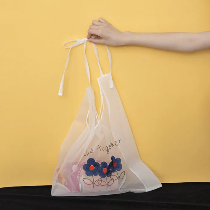 Женская сумка Портативная Вышивка Повседневная Сетчатая Сумка для шопинга для путешествий на открытом воздухе J9