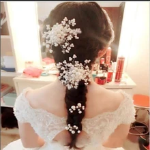 2 шт. Свадебная булавка цветок свадебный головной убор кристалл головной убор с жемчужинами корейский жемчужный гребень для волос свадебное украшение для волос лоб