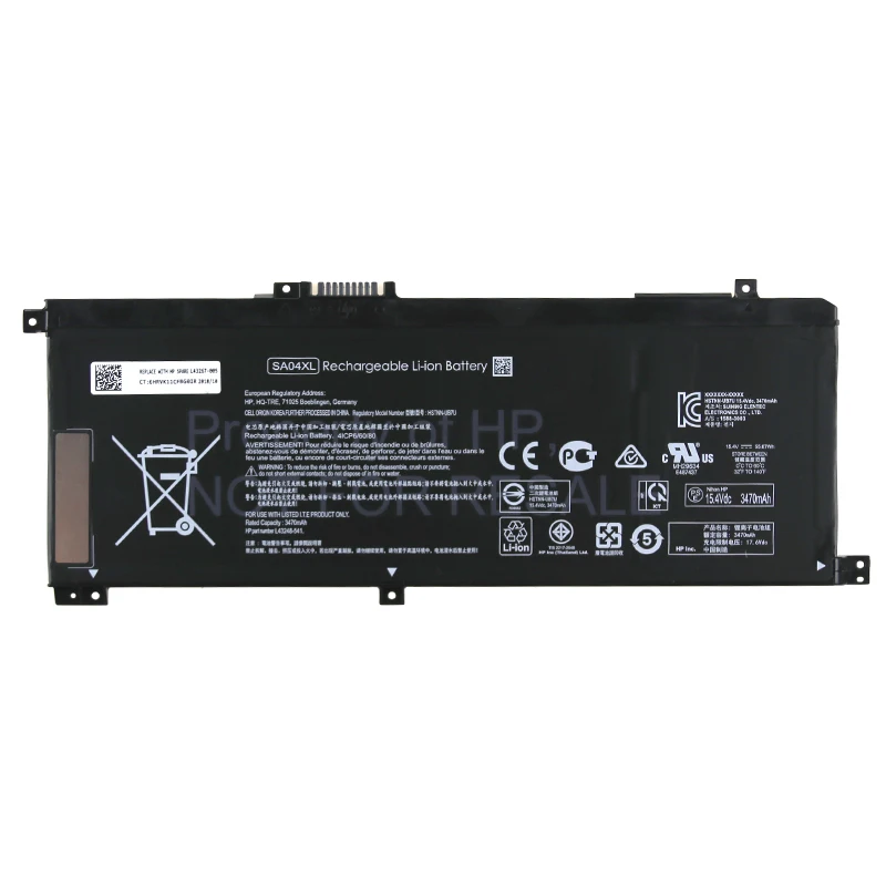 Kede SA04XL аккумуляторная батареядля ноутбука HSTNN-OB1F HSTNN-OB1G L43248-AC1 L43248-AC2 15,4 V 55.67Wh 3470 мА-ч