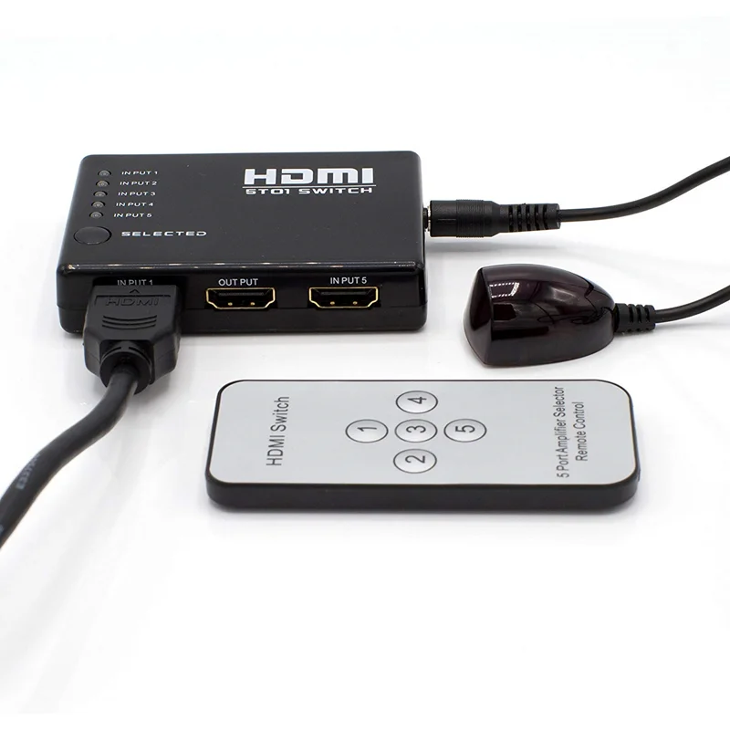 5 в 1 HDMI разделитель, сплиттер 1080P 3D HDMI сплиттер с ИК беспроводным пультом дистанционного управления для HDTV DVD PS3