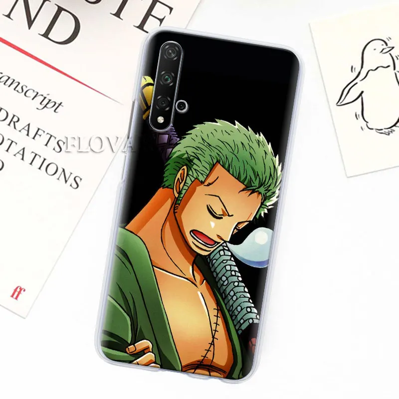 One piece Roronoa Zoro чехлы для телефонов huawei Y5 Y6 Y7 Y9 Honor 20 Lite 8X 9X Pro View 20 жесткий чехол