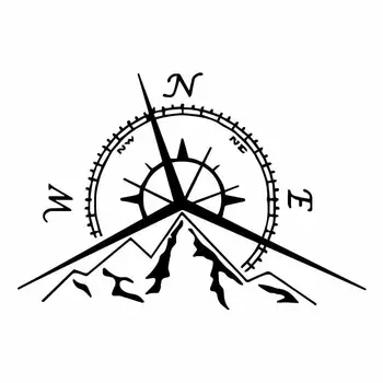 

Car Body Sticker Fashion Mountains Compass Decal Nautical Compass Navigate Reflective Wrap Vinyl Glue Car Stickers