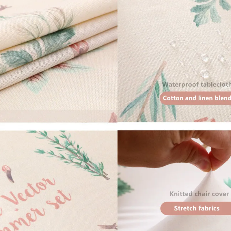  New Linen Table Cloth and Elastic Chair Seat Cover Cotton Rectangular White Tablecloth Cover Party 