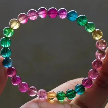 

Certificate Natural Colorful Tourmaline Quartz Clear Round Beads Bracelet 6.8mm Brazil Women Men Crystal Jewelry AAAAAA