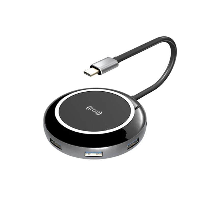 

MultiFunction USB Hub Adapter 9 In1 USB C Hub Adapter Gigabit RJ45 4K HDMI QI Wireless Charger SD/TF Card Reader for M a c b o o