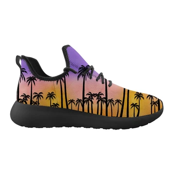

Tropical Hawaiian Style Women Men Sport Sneaker Fashion Coconut Palm Tree Print Female Causal Knitting Flats Shoes Girls Running