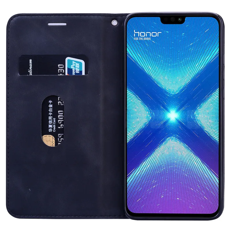 Dành Cho Huawei Honor 8X Ốp Lưng Sang Trọng Ví Da Bảo Vệ Cho Danh Dự 8X Funda Coque Cho Danh Dự 8 X Ốp Lưng ốp Lưng Giữ Thẻ Quyển Sách Huawei dustproof case