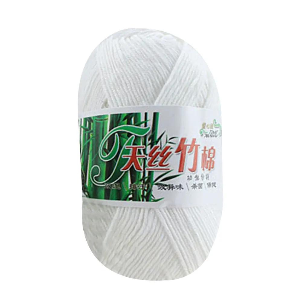 01 natural white Пряжа Вязание перчатки DIY нить бамбуковый хлопок 50 г ткачество шарф камвольной ручной работы ткань домашнее искусство теплый - Цвет: 01 natural white